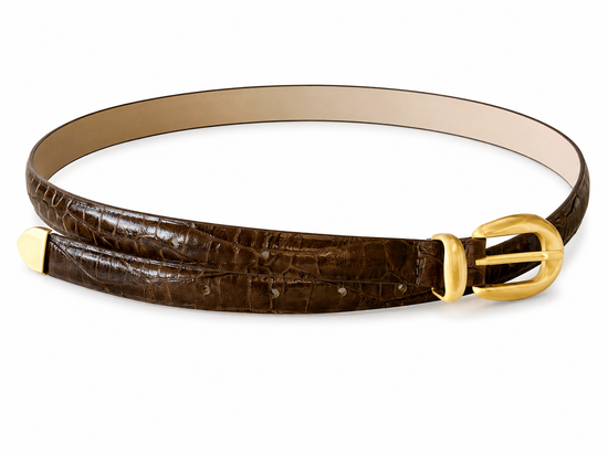 Cinto Fino Croco Marrom