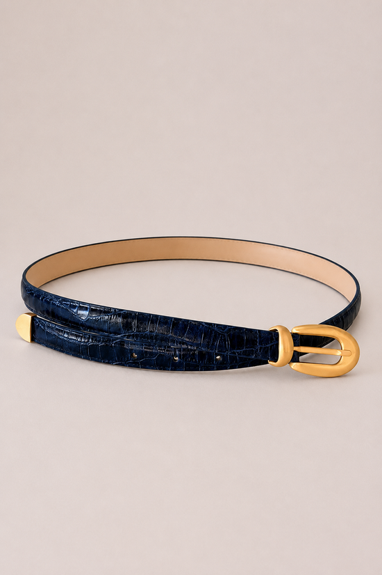 Cinto Fino Croco Marinho